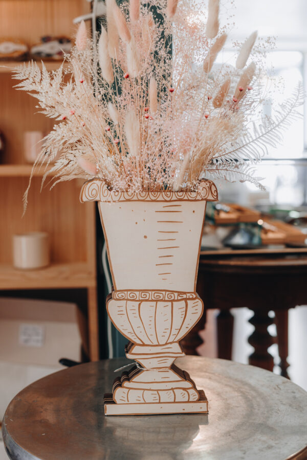 vase medicis en bois pour bouquet de fleurs séchées