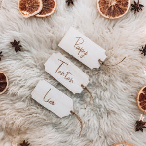 Trio d'étiquettes cadeau en bois à personnaliser
