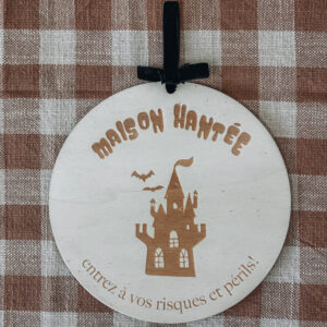 Panneau Maison Hantée en bois