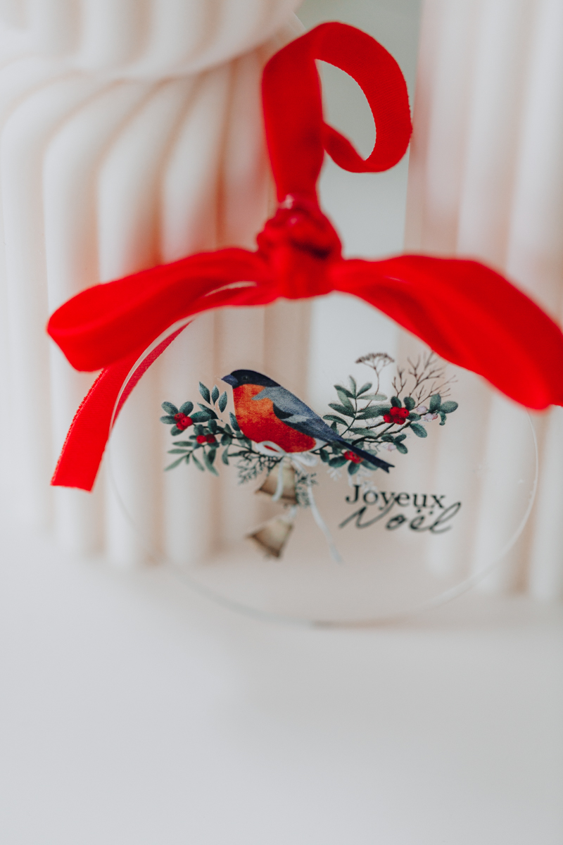 Suspension Rouge-gorge de Noël en plexi