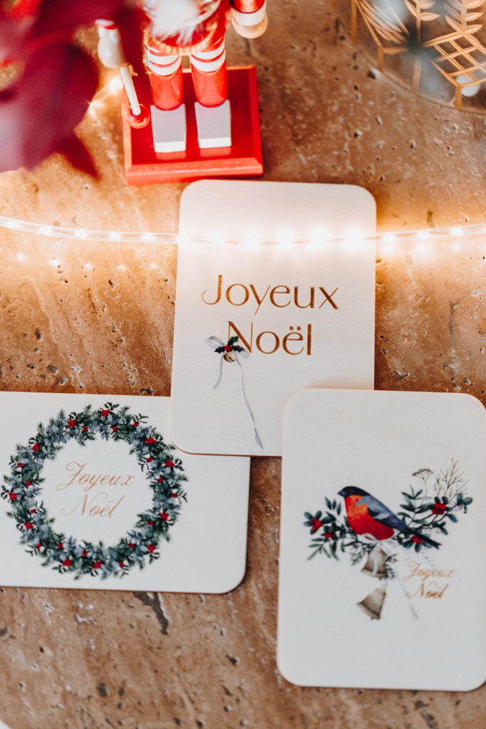 carte de voeux en bois et couleur